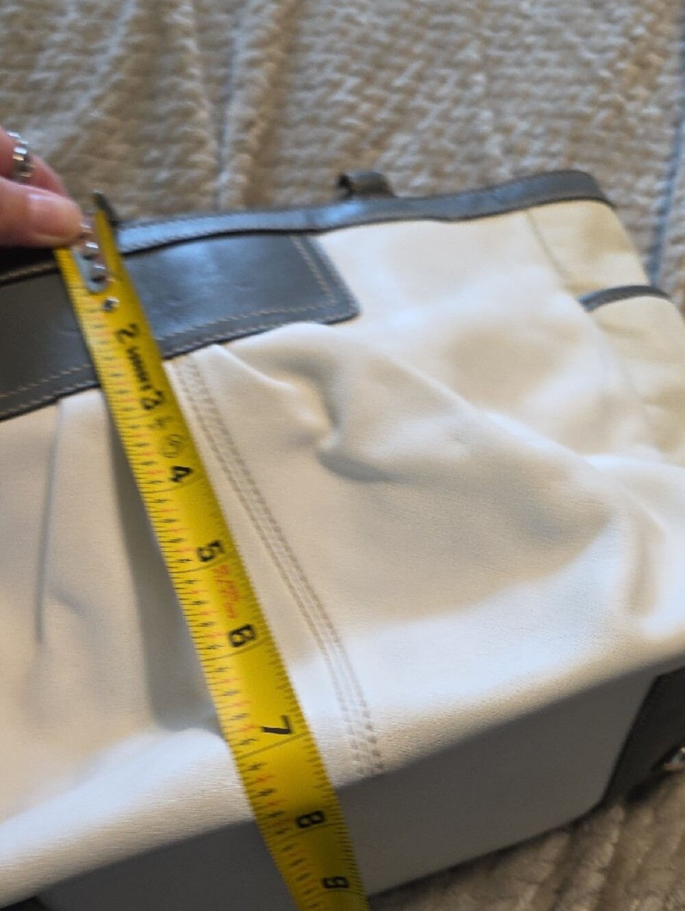 Coach Two-Tone Cream and Dark Gray Shoulder Tote - Picture 10 of 13